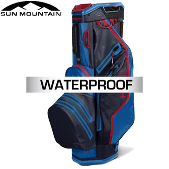 Sun Mountain H2NO Lite Waterproof 14-Vaks Cartbag, zwart/blauw/rood