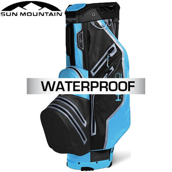Sun Mountain USA H2NO Lite Waterproof 14-Vaks Cartbag, zwart/lichtblauw