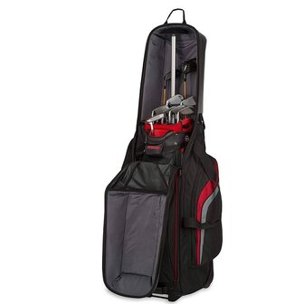 BagBoy T-10 Golfreistas, zwart/rood open