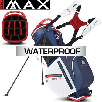 Big Max Aqua Hybrid 3 Standbag Golftas, navy/wit/rood
