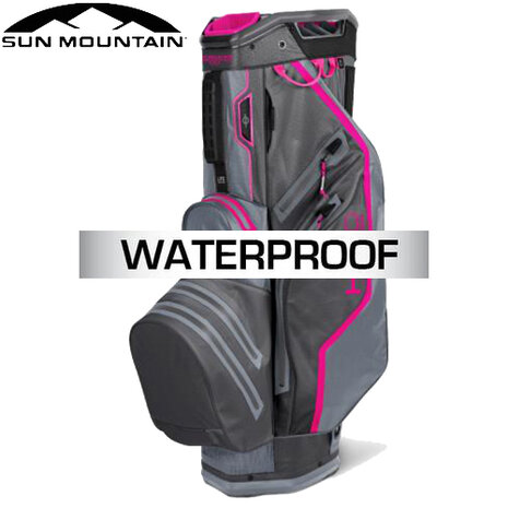 Sun Mountain H2NO Lite Waterproof 14-Vaks Cartbag, zwart/grijs/roze