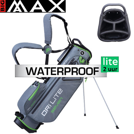 Big Max DriLite Seven 2.0 Waterproof Standbag Golftas, grijs/lime